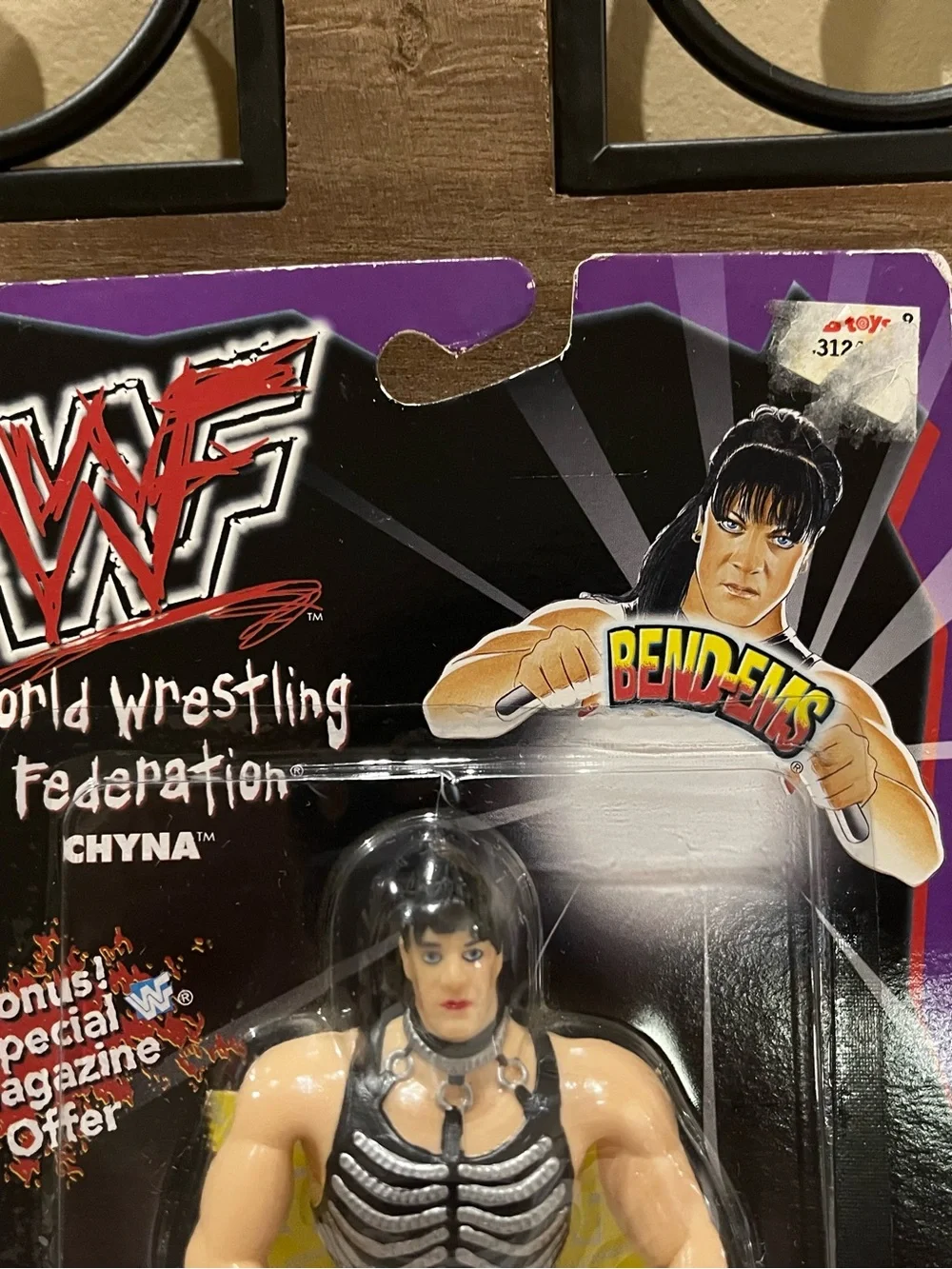 WWF/WWE Chyna Wrestling Bend Ems Action Figure Toy On Card